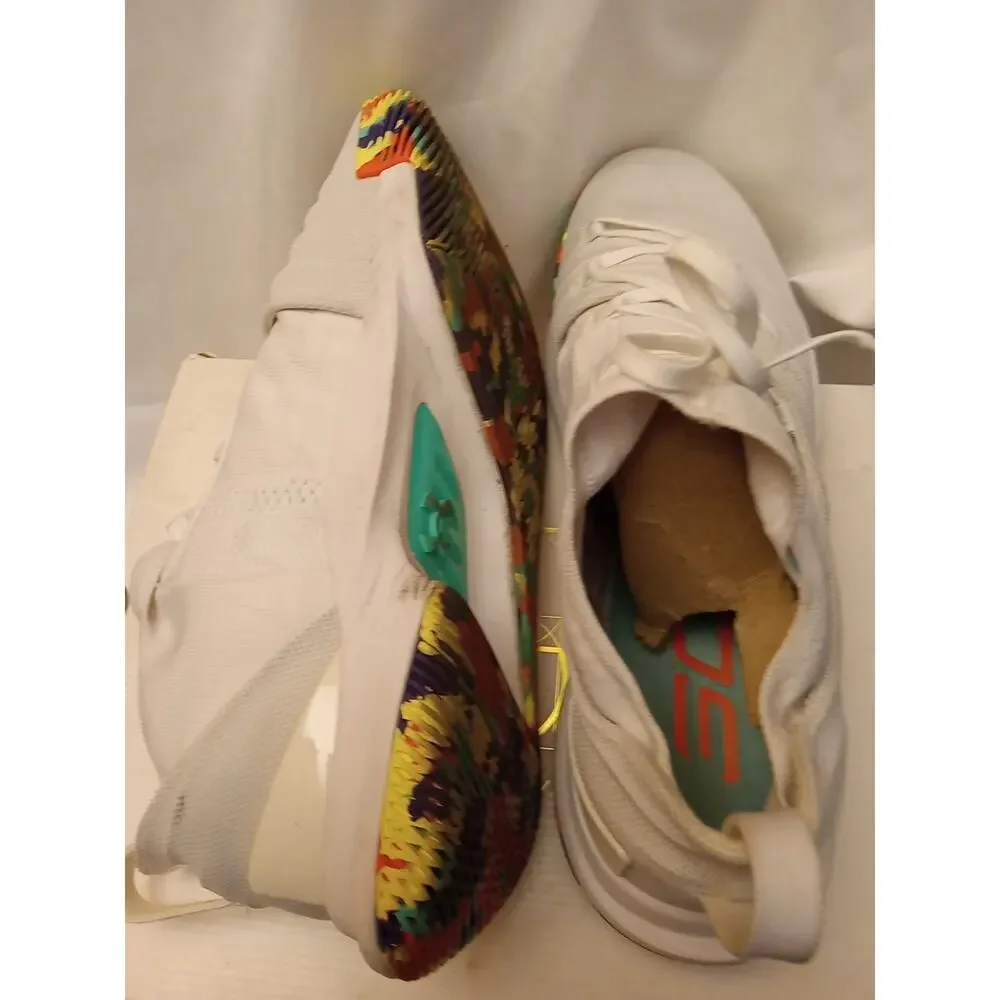 Under Armour Men's 14 Curry 5 Confetti Shoes White Athletic Sneaker 3020657-109